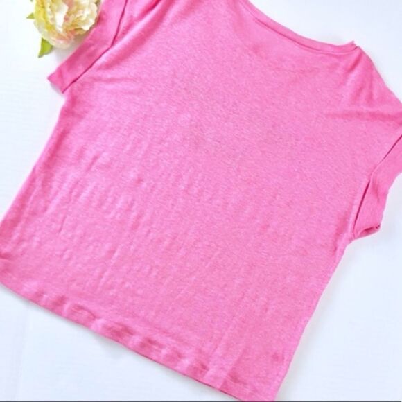 ✨HP✨”Today’s Outfit is Pink” Linen Slogan Tee✨ - Picture 4 of 9